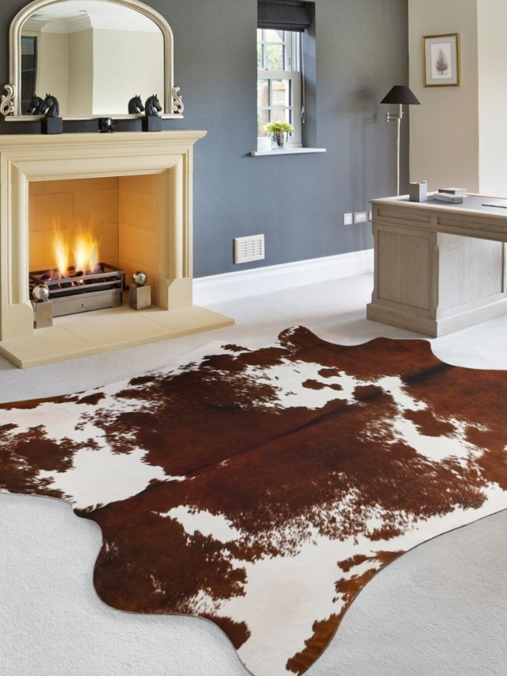 Cowhide Rug 5.2 x 6.3 Feet, Cow Hide Durable No-Slip Backing